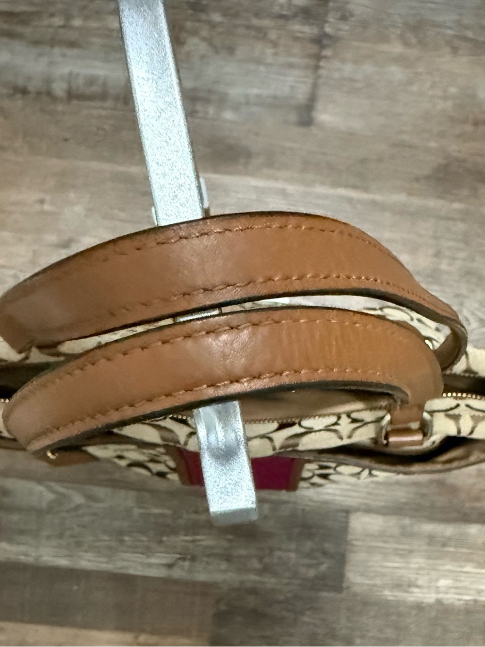 Coach Beige & Brown Signature Tote with Pink Center Panel - Picture 16 of 16